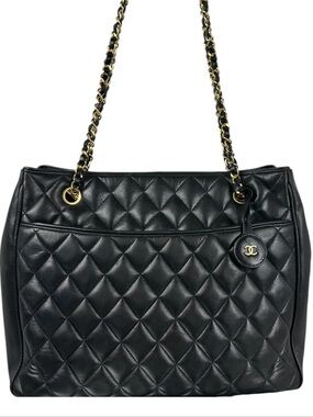 CHANEL LAMBSKIN SHOPPER CHAIN TOTE